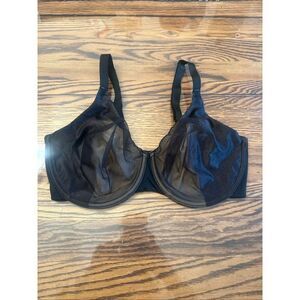 Natori Side Effect Unlined Full Coverage Mesh Underwire Bra Black Size 34DDD